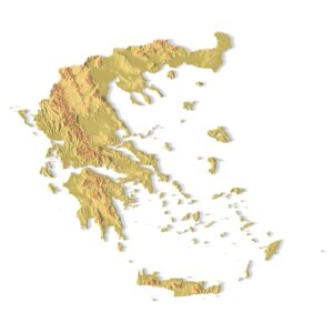 3D terrain model of Greece in STL format, front view