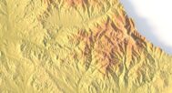 Close-up of North Macedonia’s terrain in STL model