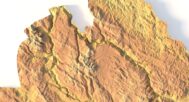 Close-up of Durmitor Mountains terrain in STL model