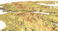 Side view of Greece’s detailed STL terrain model