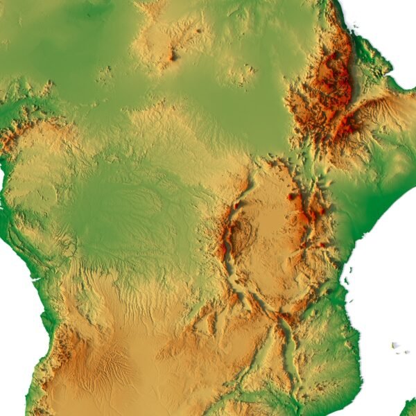 3D map of Africa. Buy 3D elevation map of Africa