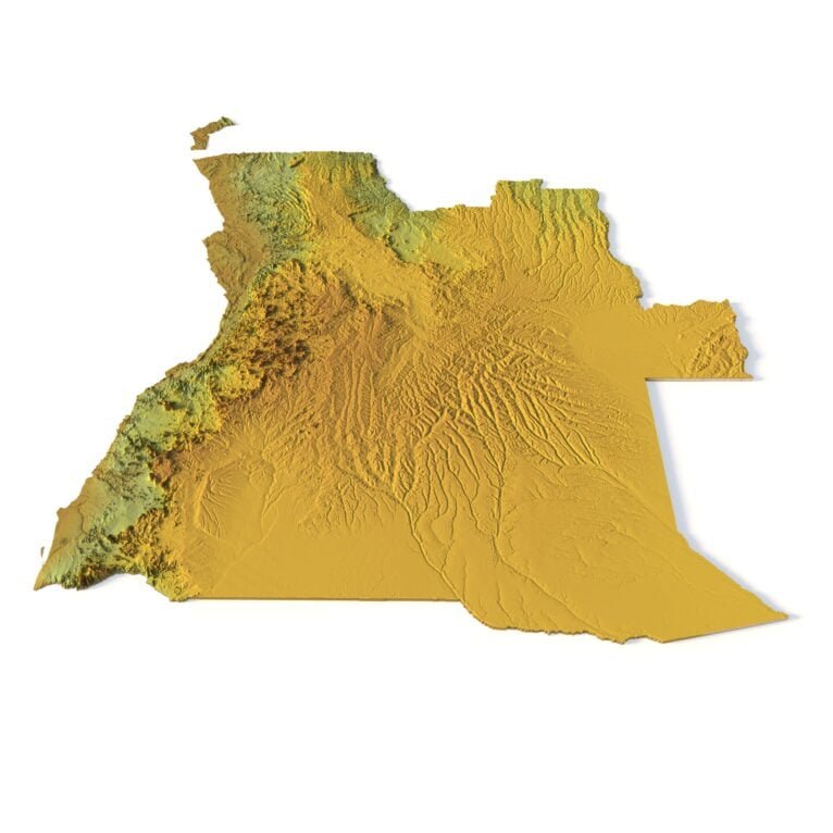 Angola relief map