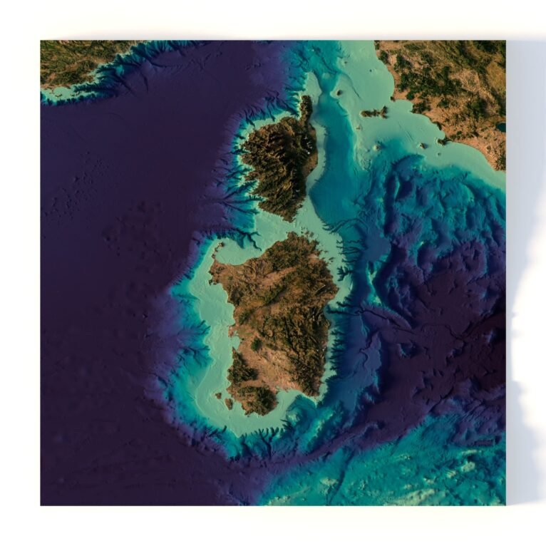 Corsica and Sardinia terrain 3D model