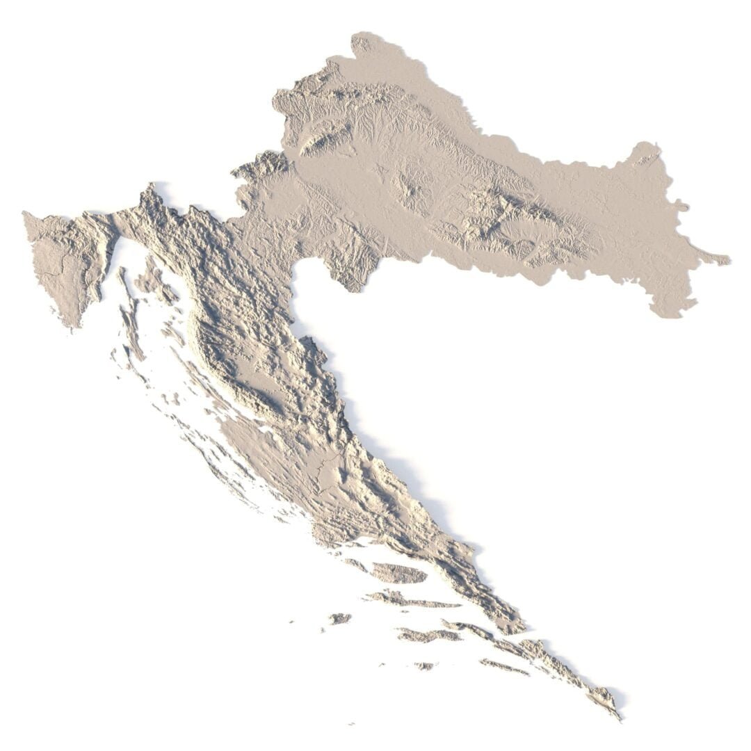 Croatia STL model terrain | Custom 3D Models and 3D Maps