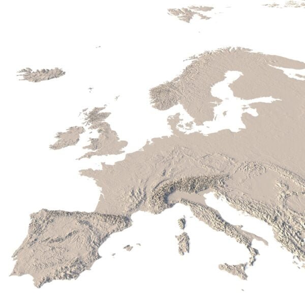 Europe terrain 3D Print model | 3D Models and 3D Maps