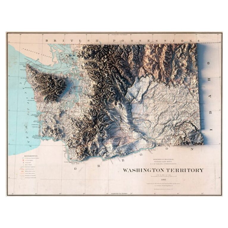 Relief map of state of Washington
