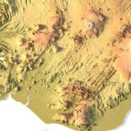 Digital elevation model of Iceland’s landscape, showcasing accurate topography for mapping and geographic studies.