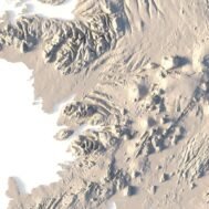 High-resolution terrain visualization of Iceland’s geography in 3D, suitable for educational and professional uses.