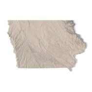 Topographic terrain model of Iowa for 3D printing and CNC, with detailed elevation features.