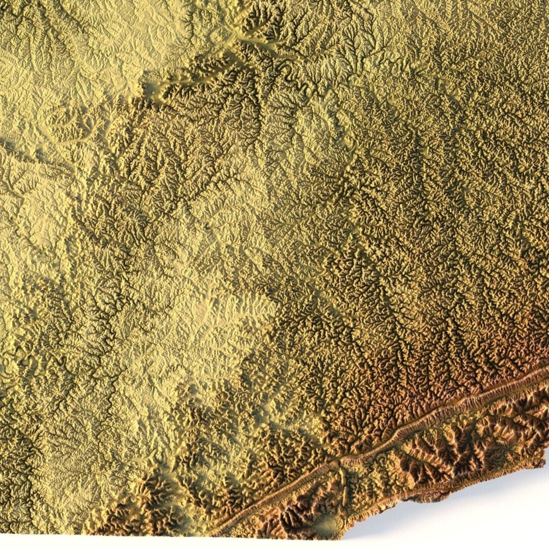 State Of Kentucky Terrain 3D Print Model | 3D Models And 3D Maps