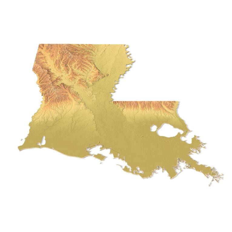State of Lousiana relief map