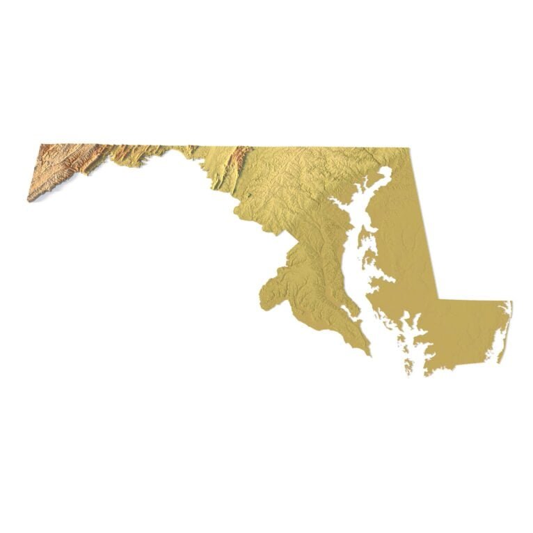 State of Maryland relief map