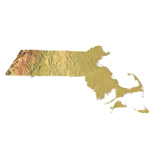 State of Massachusetts terrain 3D Print model | 3D Models and 3D Maps