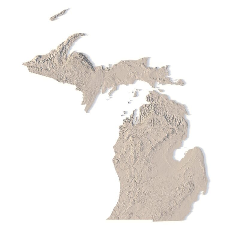 State of Michigan terrain 3D Print model | 3D Models and 3D Maps