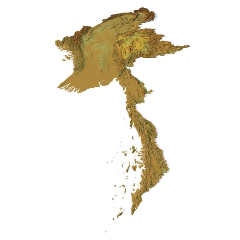 Myanmar relief map