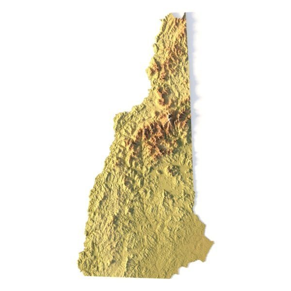 State of New Hampshire terrain 3D Print model | 3D Models and 3D Maps