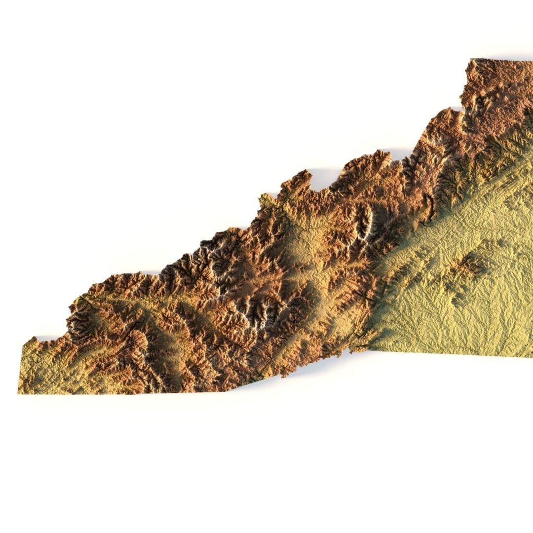 State of North Carolina terrain 3D Print model | 3D Models and 3D Maps