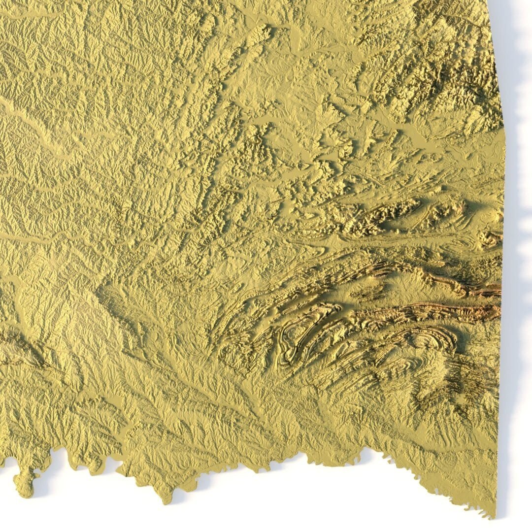 State of Oklahoma terrain 3D Print model | 3D Models and 3D Maps