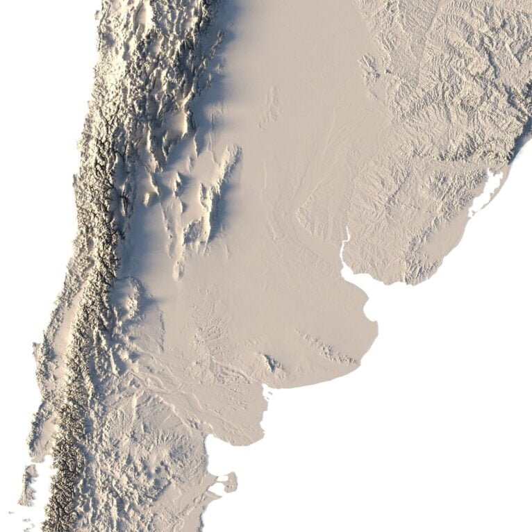 South America 3D map