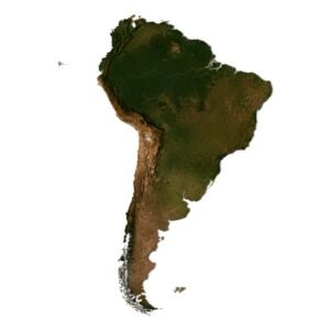 3D map of South America with satellite texture, top view