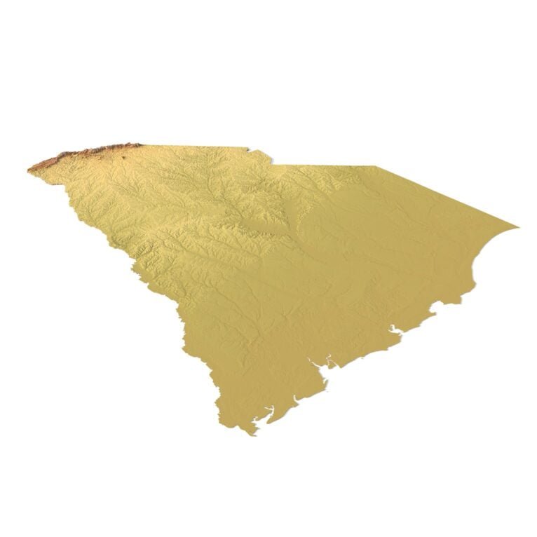 State of South Carolina relief map