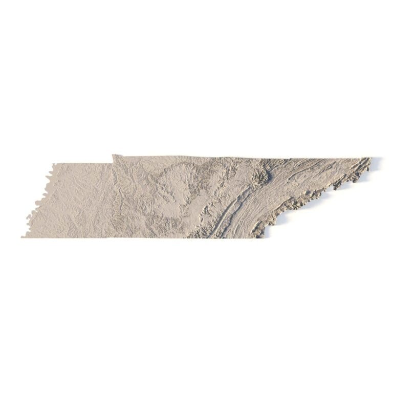 State of Tennessee terrain 3D Print model | 3D Models and 3D Maps