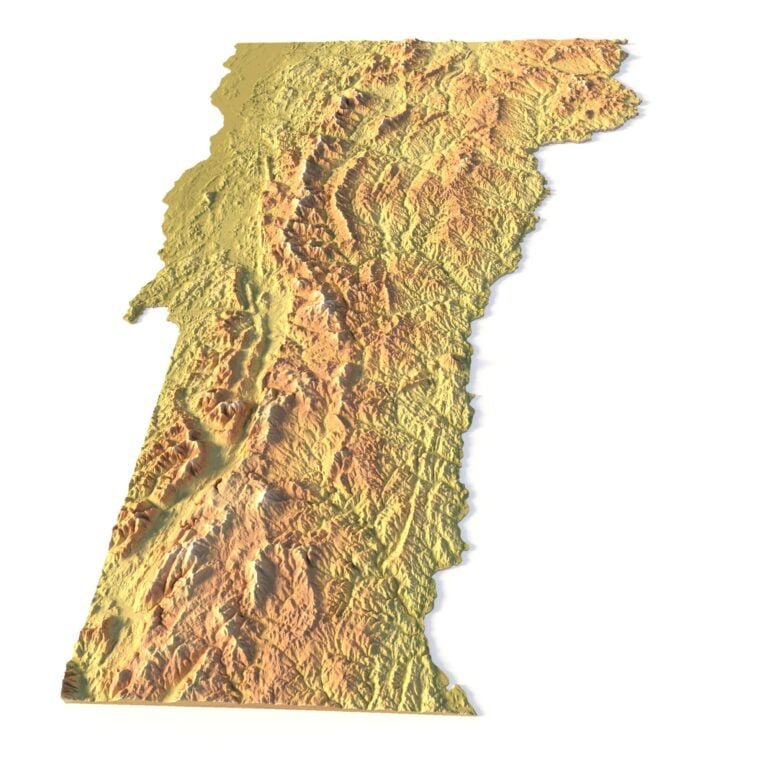 State of Vermont relief map