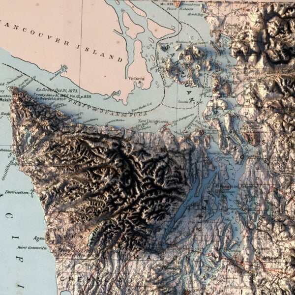 Washington State 1883 Historical Relief Map | 3D Models and 3D Maps