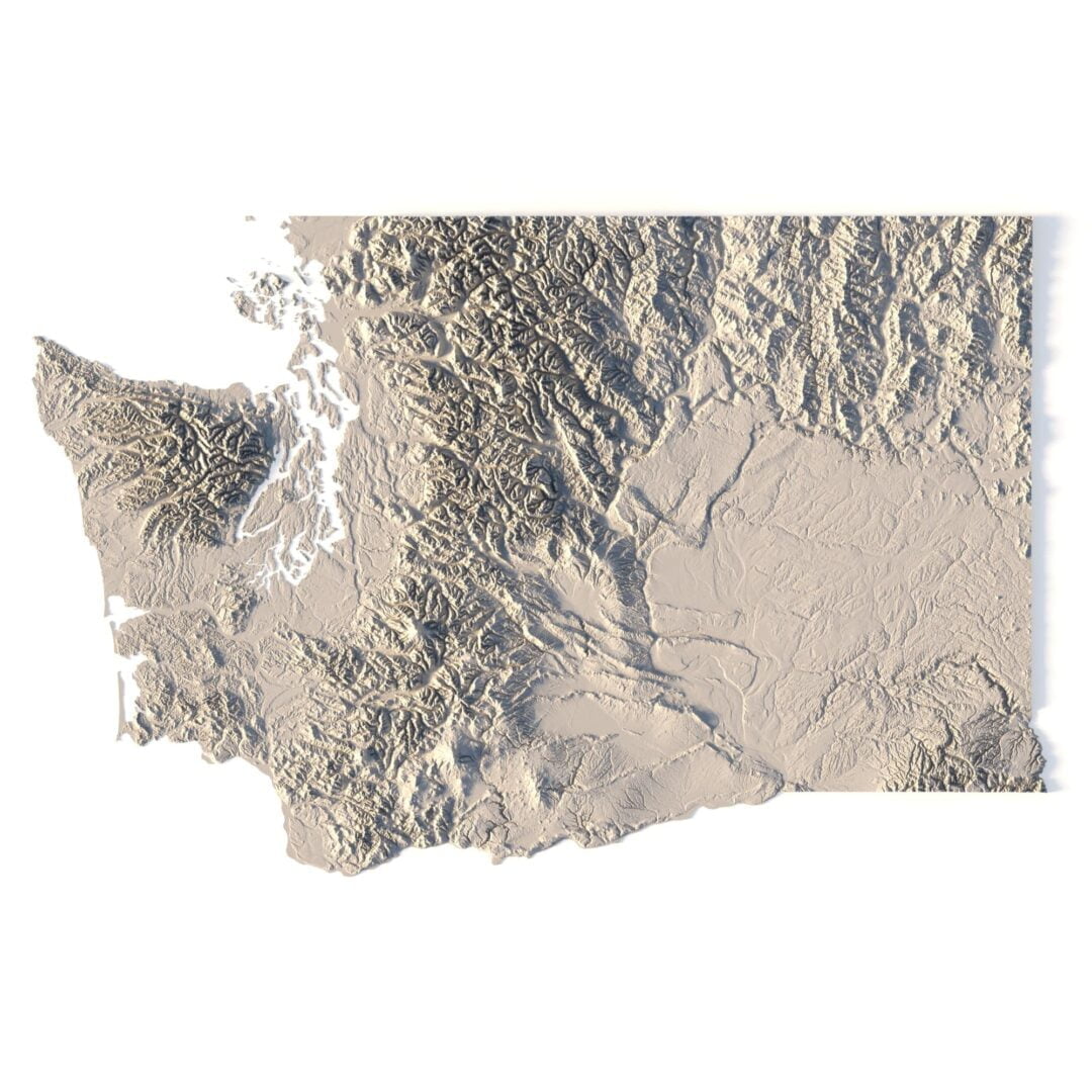 State of Washington terrain 3D Print model | 3D Models and 3D Maps