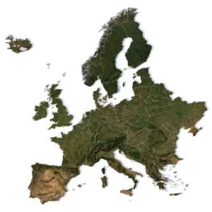 Close-up 3D render of the European Alps showing realistic peak and valley detail