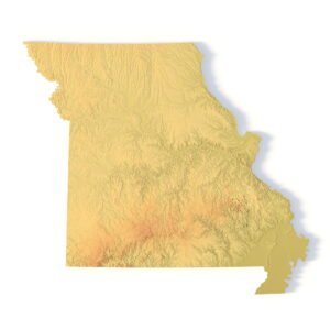 Missouri topographic map STL 3D terrain model