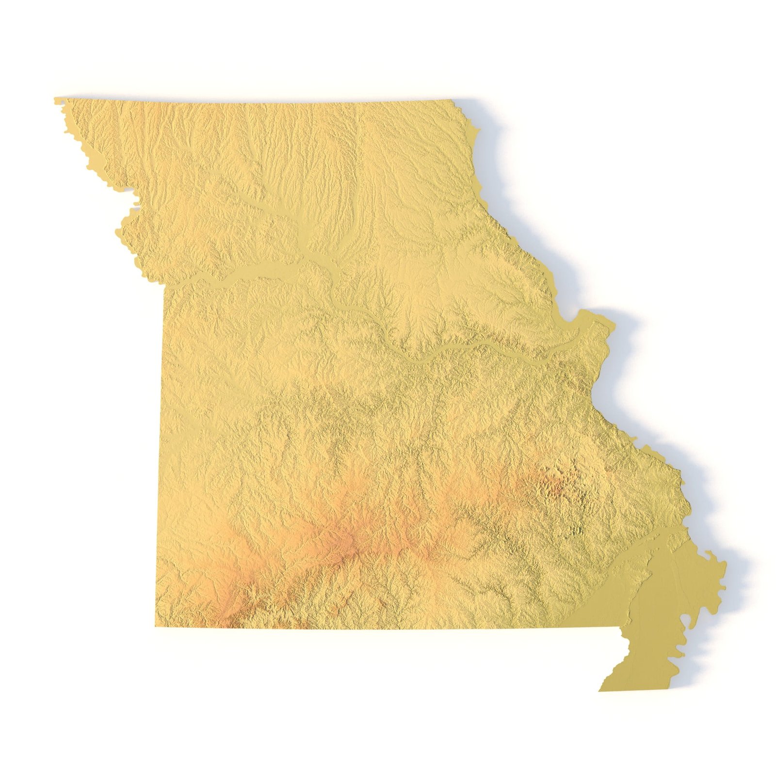 Missouri Topographic Map STL 3D Terrain Model Missouri topographic map STL 3D terrain model