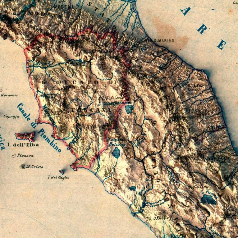 Italy relief map 1853