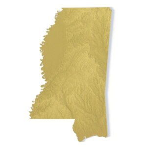Mississippi 3D terrain map STL for 3D printing