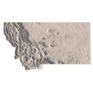 3D topographic model of Montana designed for landform visualization and educational purposes.