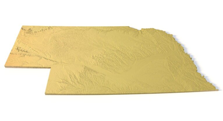 Detailed relief of Nebraska terrain STL model