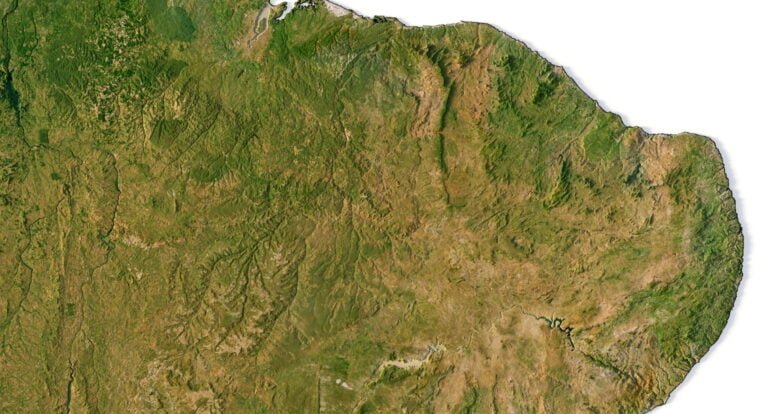 Detailed 3D model of Brazil relief