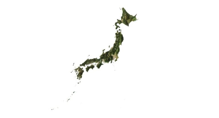Detailed 3D model of Japan's relief