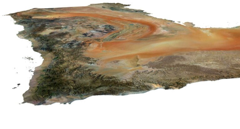 Detailed 3D model of Arabian Peninsula relief