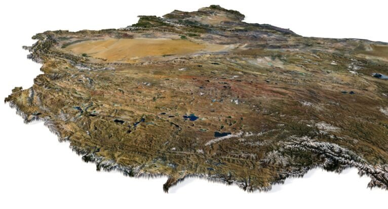 3D relief map of China