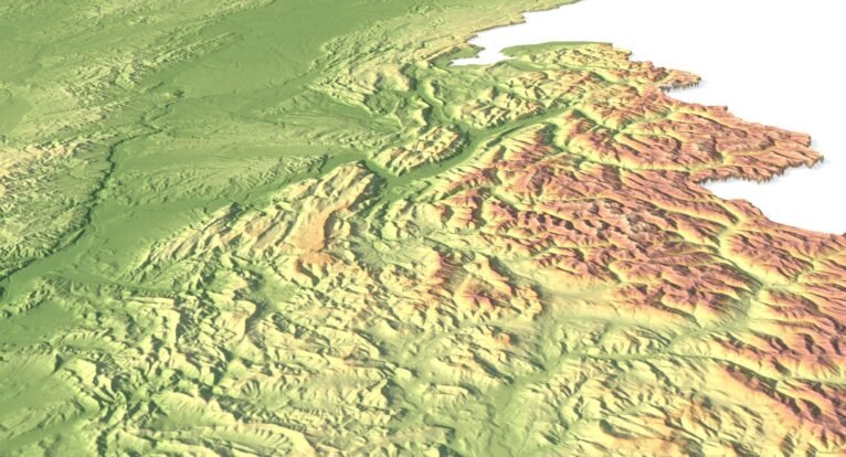 Detailed 3D model of France relief