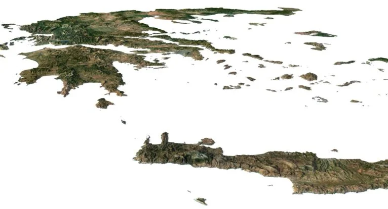 3D relief map of Greece