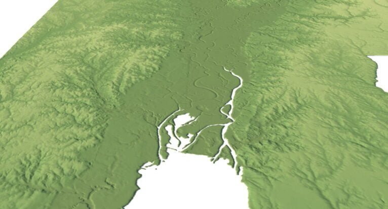 3D relief map of Alabama