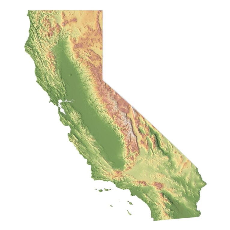 3D relief map of California