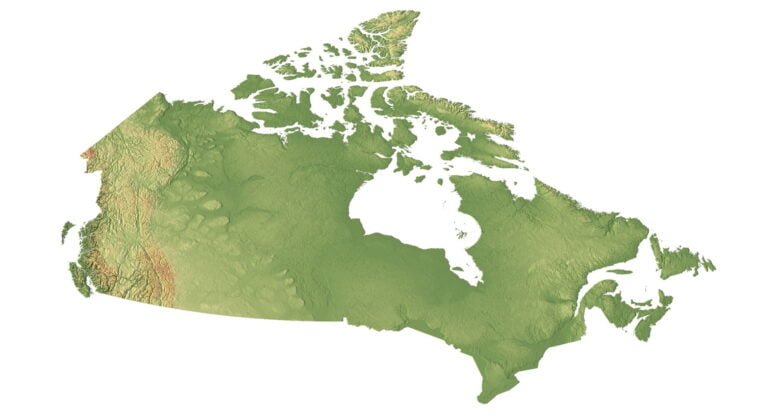 3D relief map of Canada