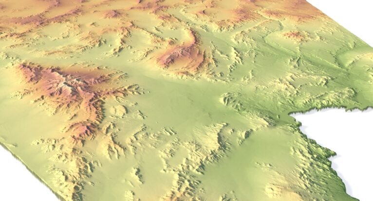 3D relief map of Nevada