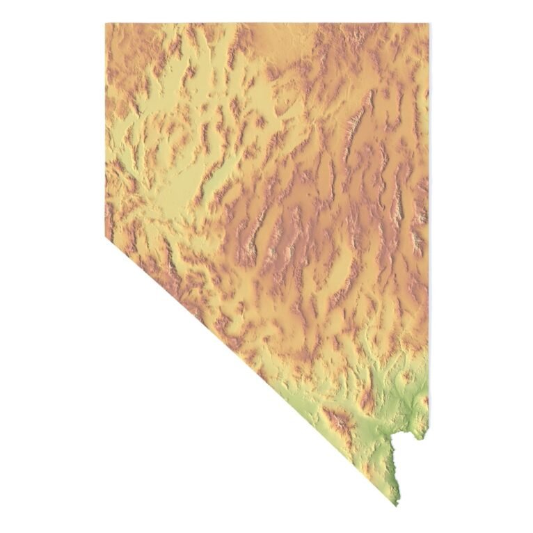 Detailed 3D model of Nevada relief