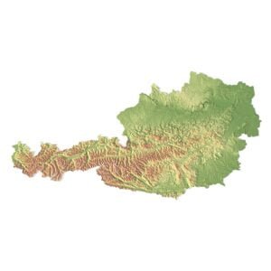 Detailed 3D model of Austria relief