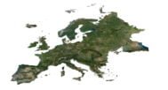 Europe elevation map used for educational purposes, displaying landforms, geographic features, and terrain changes.