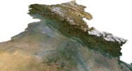3D relief map of India